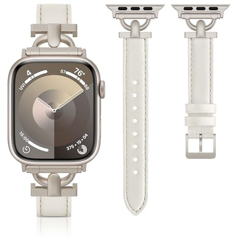 Tuocal Bracelet en cuir véritable souple compatible avec Apple Watch 41 mm, 40 mm, 38 mm, pour iWatch Series 9, 8, 7, 6, 5, 4, 3, 2, 1, SE, Sports Edition, homme et femme