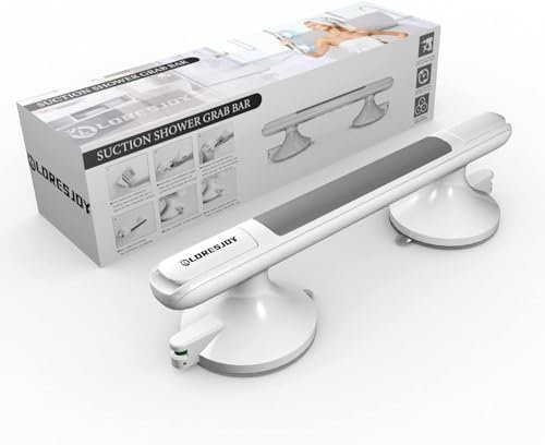 LORESJOY Haltegriff Dusche Ohne Bohren,Haltegriffe für Senioren Saugnapf,Badewannengriff,Portable Mobiler Haltegriff Bad mit Saugwarnung,WC Rutschfreier Haltegriff für ältere Menschen