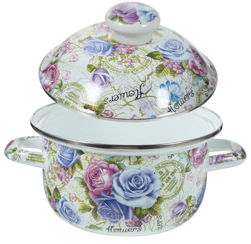 Emailletopf aus Enamel, Küchentopf für Suppen und Nudeln | Mehrfunktionales Design, Strukturierte Oberfläche, für Paare und Einzelpersonen, Robuste Ausführung