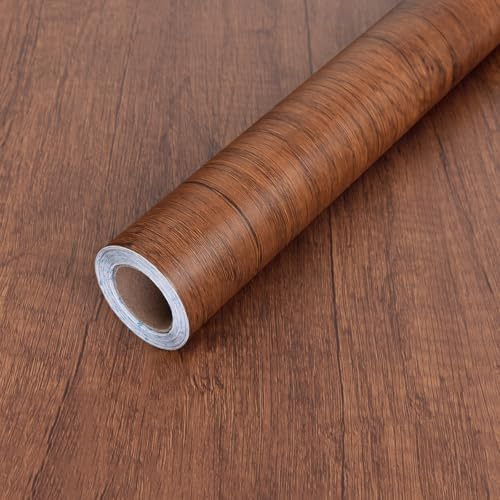 Abyssaly 17.7in X 236in Wood Contact Paper, Wood Grain Peel and Stick Wallpaper for Cabinets,Self Adhesive Waterproof Wallpaper for Kitchen Furniture Drawer Shelf Liner Wall