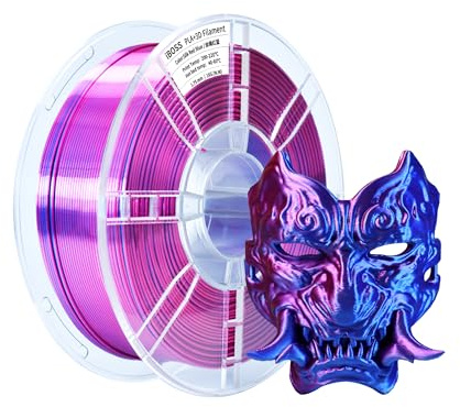 iBOSS Filamento per stampante 3D PLA Plus, filamento PLA+ da 1,75 mm, filamento in seta bicolore con coestrusione, filamento per stampa 3D lucido, 1 kg (2,2 lbs) per stampante 3D FDM, bicolore rosso e