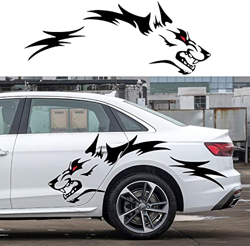 Wolf Aufkleber Stickers für Autos und Pickup Trucks, Vinyl Wolf Karosserie Aufkleber zum ändern von Hinterrad und Türen (Schwarz Farbe)