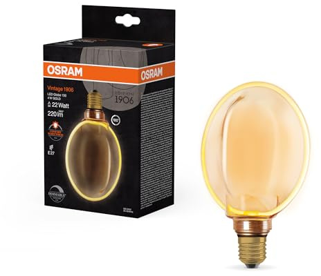 Osram Vintage 1906 Globe 130 Filament O Lampe, 4 W, 220 lm, 1800 K, 818 | , LED Lamps, 130.00 Millimetres dia, , pack de 1