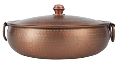 BOGAZY Vintage Fondues Kupfer Chafing Dish Kochtopf Induktionspfannen Kupfer Hot Pot Mit Deckel for Heimcamping Traditioneller Suppentopf(28CM)