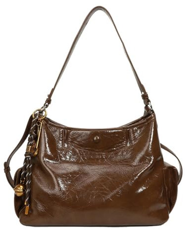 ARVALOLET Damen Casual Unterarmtasche mit Anhänger - Stilvolle PU-Leder Handtasche Slingtasche for Alltag