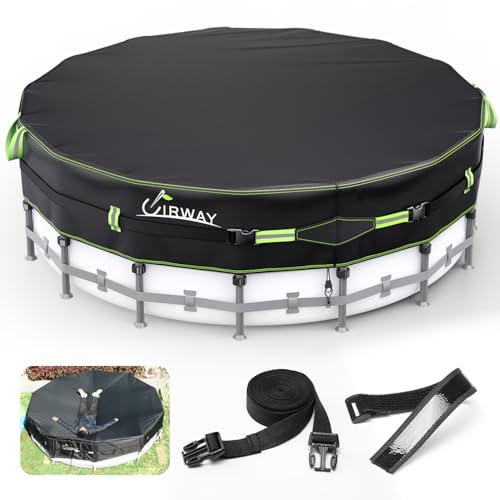UIRWAY Cubierta de alberca de invierno 500D redonda 10 pies [tela resistente mejorada 2025] Cubiertas solares nuevas con revestimiento de gel super