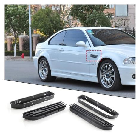 UTSKWD 2-teiliger seitlicher Kotflügel-Entlüftungsgrill, kompatibel mit BMW 3er M3 E46 2001-2006(2PCS C)