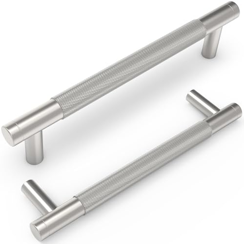 damerin 10 Stück 128mm Lochabstand Gebürsteter Nickel Schrankgriffe, Aluminium Griffe für Küchenschränke & Möbelgriffe für Schubladen
