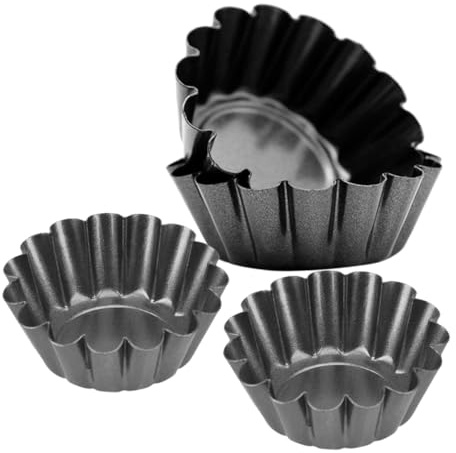 Luxshiny 4pcs Diy Baking Molds Carbon Steel Egg Tart Molds Non-stick Tartlet Moulds Pudding Moulds Heavy Duty Egg Tart Cups
