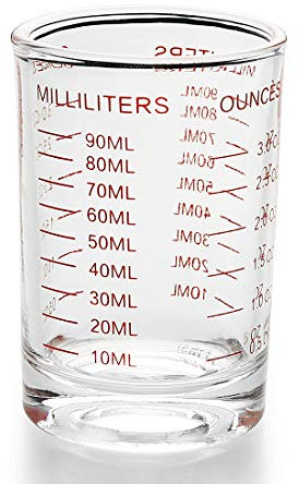 BCnmviku 90ml/3oz Shot Glasses,Measuring Cups with Scale(oz,ml) for Espresso,Milk,Cocktail,Spirits (Red)