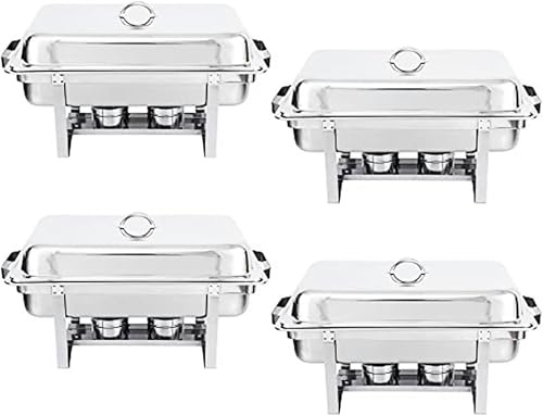 Buffet Warmer Set of 4 Catering Chafing Dishes with Lids Buffet Heating Trays Food Warmers for Parties Event Serving Equipment Catering Supplies