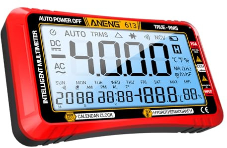Multimètre Numérique à 4000 Points, 3 en 1 Multimètre Intelligent avec Calendrier Perpétuel et Thermo-Hygromètre, 4000 Comptes Multitesteurs Tension CA/CC Courant Capacité Résistance Diodes Fréquence
