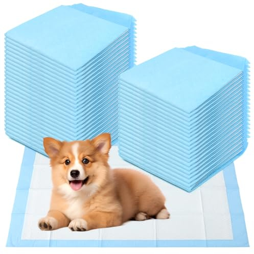 UHETLET 40 Stück Welpen Unterlagen 60x60cm Trainingspads für Hunde Hygieneunterlagen Auslaufsicher 6-Lagig mit Schnell Trocknender Oberfläche PIPI Matten für Hunde Welpenunterlagen Einweg