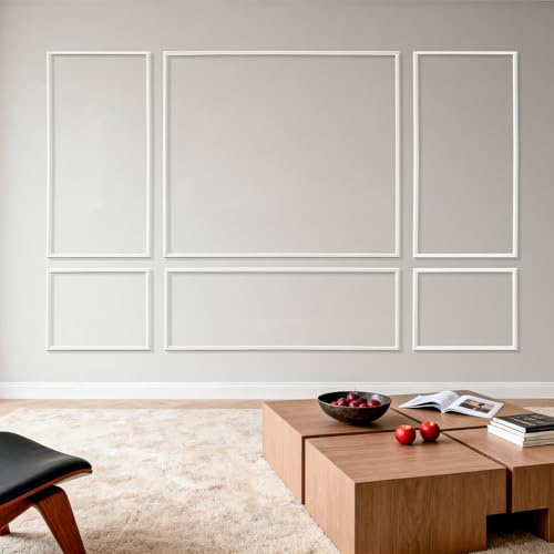 VEVOR Kit Moulure Murale Prédécoupée 3 Lots Cadres Moulure Murale 79 cm 80 cm 61 cm 91 cm pour Déco Intérieure Salon Chambre Couloir Mur d'Accent, Polystyrène, Léger, Prêt à Peindre, Étanche, Blanc
