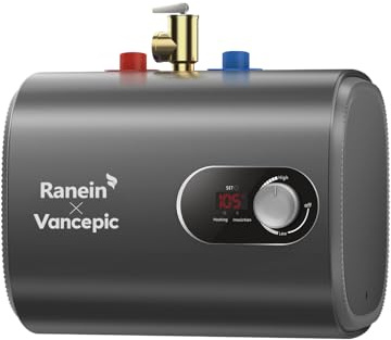 Ranein x Vancepic 2.5 Gallons Electric Mini Tank Water Heater, 120V, 1440W Instant Hot Water for Point-of-Use, Quick and Easy Installation, Compact Under-Sink or RV Design, Floor Mounting