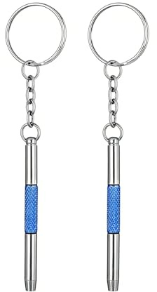 2 Pcs Mini Screwdriver Set 3 in 1 Glasses Repair Kit, Portable Keychain Tool Kit with Phillips Flat Head Hex for Watches Jewellery Electronics Precision Repair