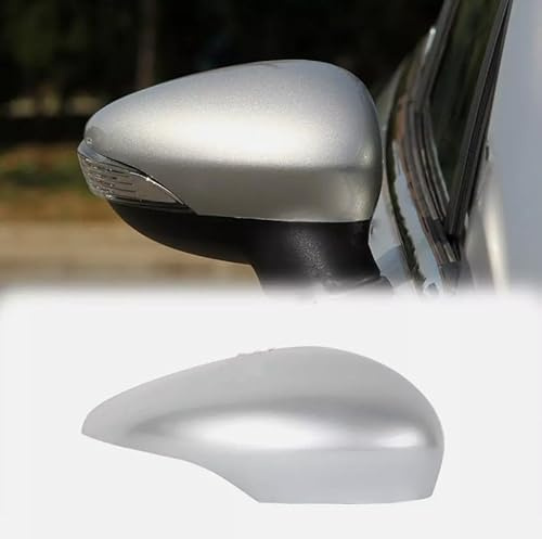 EasyByMall Silberne Außenspiegel-Abdeckkappe für Ford Fiesta MK7 2008–2017, linke oder rechte Seite, Türspiegelgehäuse, Ersatzteil, ABS-Kunststoffschale mit Blinker