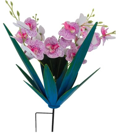 KESOTO Pianta Agave in Metallo con Boccioli, Viola, Agave Blu-verde Con Fiore Di Farfalla Viola