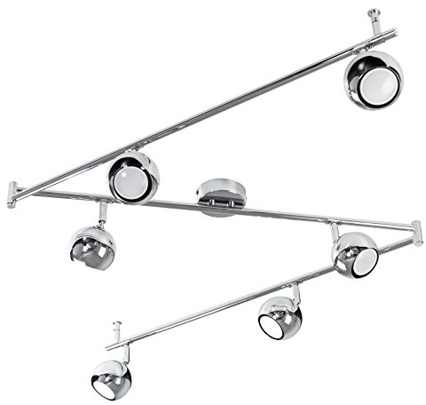 MiniSun | Retro Adjustable 6 Way Eyeball Polished Chrome Ceiling Spotlight | Ceiling Spots, Home Décor & Improvement Essential | Mains Wired