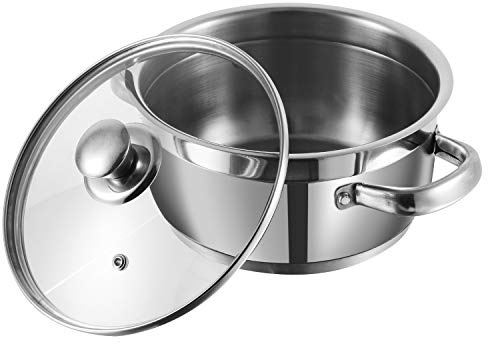 Vinod Cookware Two Tone Stainless Steel Sauce Pot/Saucepan with Glass Lid - Steam Vent, Sturdy Handle Induction Bottom (24cm,5.2 LTR,for 6-7 People)