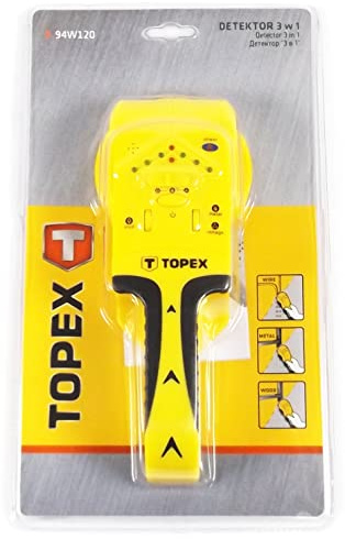 Topex Detektor 3 i 1, för detektering av trä/kablar under spänning/metall