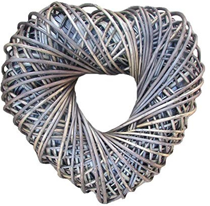Large Antique Wash Willow Heart Shaped Wreath 50cm Wide