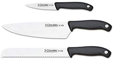 3 Claveles EVO Set de Cuchillos, Acero, 26.6 x 9.8 x 1.5 cm
