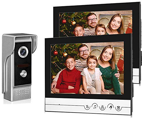 uoweky Sistema de Intercomunicación con Video TFT LCD de 9 ’’ 700TVL IR Visión Nocturna para Cámara de Hogar Pantalla Clara de 9 Pulgadas + Cámara Impermeable de Metal (1 camera 2 monitor)