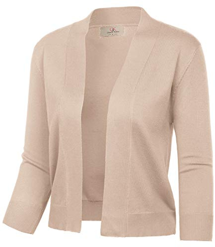 GRACE KARIN Women Cardigan Sweaters Lightweight Knit Cropped Cardigans Casual Shrug for Dresses Khaki