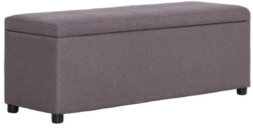 vidaXL Bank mit Staufach Sitzbank Sitzhocker Sitztruhe Flurbank Truhenbank Aufbewahrungsbox Truhe Spielzeugkiste Polsterbank 116cm Taupe Polyester