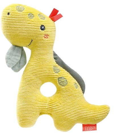 Fehn 051117 Ring-Greifling Dino – Motorik-Spielzeug mit Rassel – fördert spielerisch das frühkindliche Lernen – treuer Begleiter für Babys und Kleinkinder ab 0+ Monaten