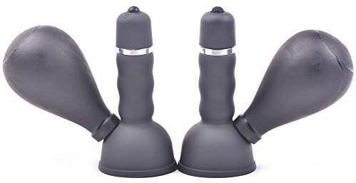 BeHorny Ventouses à Tétons Vibrantes en Silicone/Pompe à Clitoris, Noir