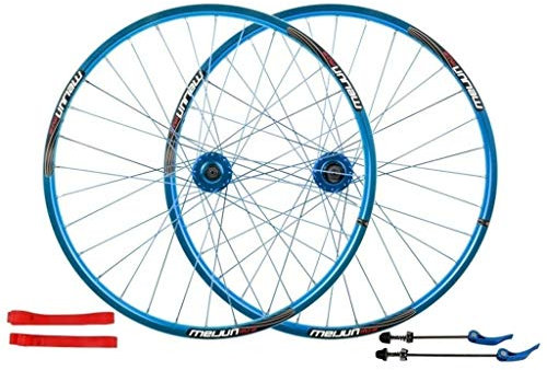 LHHL Fahrrad Laufradsatz 26 Zoll MTB Fahrrad Vorder- Und Hinterrad Doppelwandige Alufelgen Scheibenbremse Kassettenschwungradnabe 7/8/9/10 Geschwindigkeit 32H (Color : Blue)