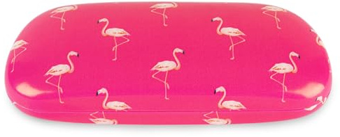 LAGO TERRA Pink Flamingo Print Hard Shell Glasses Case - Pink (Medium)