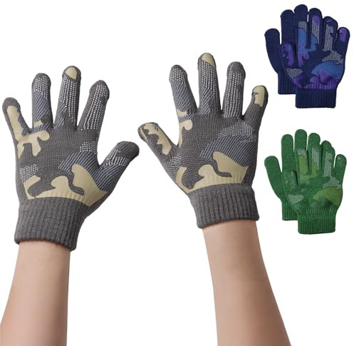 Brook + Bay Kids Gloves - Toddler Gloves - Winter Glove Kids - Kid Mittens - 3 Pack Boy Girl Knit Mittens for Snow