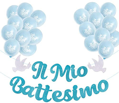 Il Mio Battesimo Girlande mit 20 pcs Luftballons (blau)