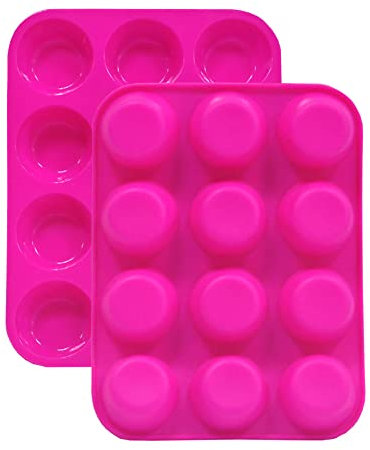 Sinoskye Silikon Muffinform Blech für 12-er Muffins, Muffin Backform Cupcake Formen, Backförmchen Gut für Brownies, Pudding, Kuchen, Rose…