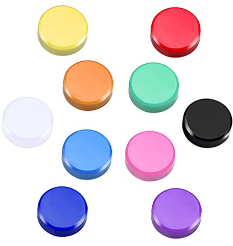 Idota 10 Pcs Aimants Tableau Magnétique 10 Couleurs Aimant Frigo Original, Aimant pour Tableau Magnetique, Aimants Décoratifs Ronds Colorés pour Tableau Blanc, Salle de Classe, Bureau, Casiers, Photo