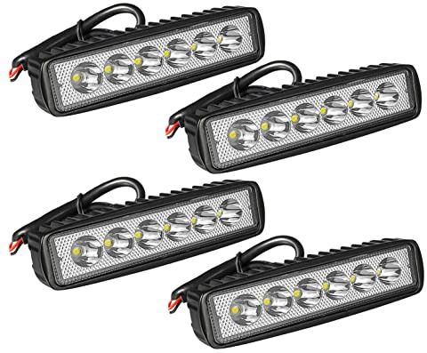 Willpower 4 Pcs Phare LED, 6 Pouces 18W Projecteur Barre LED 12v pour Moto Voiture Camion SUV Bateau 4x4