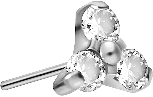 PIERCINGLINE Titan Aufsatz mit Push Pin KRISTALLBLUME OHNE Labret Stecker Blüte Piercing Ohr Tragus Conch Helix Farb & Größenauswahl