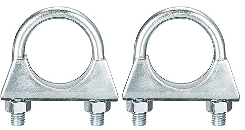 sourcing map Muffler U-Bolt Clamps for 32mm(1-1/4) Diameter Exhaust Tail Pipe, 2pcs Exhaust U Clamp Saddle Type U-Bolt Clamps