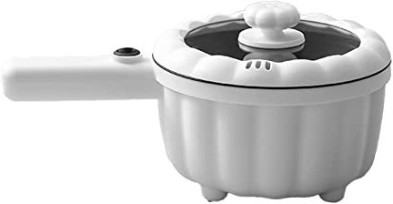 HOHXFYP Hot Pot Électrique, Mini Cuisinière Électrique Multifonctionnelle Antiadhésive de 2 L, Cuiseur de Nouilles Rapide, Mini Casserole Camping en Dortoir pour Pâtes, Steak, Omelette(Single-Blanc)