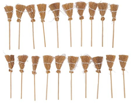 Mini Scopa da Strega, Mini Manico di Paglia - 20 Scope da Strega in Miniatura Per Decorazioni di Halloween E Articoli Per Feste - Mini Manici di Scopa Per Spettacoli Teatrali E Accessori Fotografici