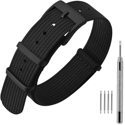 ANNEFIT Nylon Uhrenarmbänder 16mm 18mm 20mm 22mm mit Edelstahl Metall Schließe, Sport Atmungsaktive Ersatzarmband