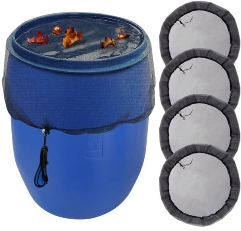 TGKYK 4 Pezzi Copertura per Barile da Pioggia, 95 cm Regolabile Coperture Rete per Botti di Pioggia, Rete per Serbatoi d'acqua con Cordicella di Trazione, Rete per Acqua Regolabile per Giardino
