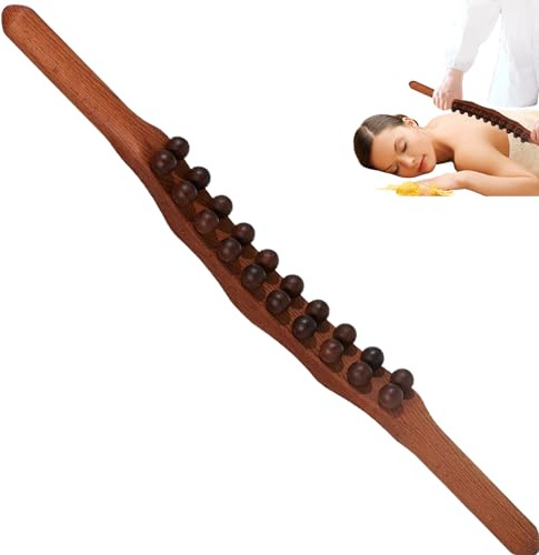 Gua sha Massage Roller, 20 Perlen Holztherapie Massage Werkzeuge Holz Schablettstab Lymphdrainage Massaget für Muskelschmerzen Linderung dunkler Bräune
