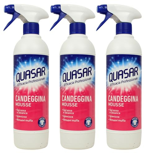 Spray Candeggina Mousse, Sgrassa e Sbianca, Igienizza, Rimuovi Muffa 580ml (3 Spray)