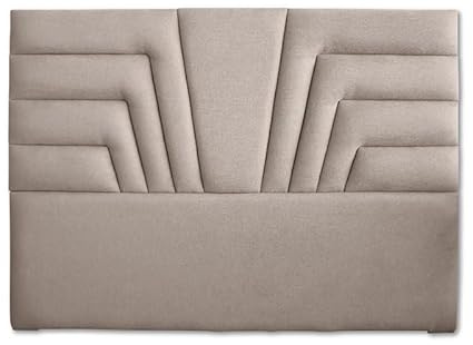 Ventadecolchones - Cabecero de Cama Tapizado en Tela Antimanchas Crudo Modelo Avril Largo. Acolchado 8 cm Grosor. Medida 136 x 125 cm para Cama de 120 ó 135 cm