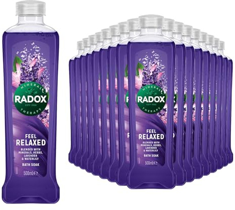Radox Mineral Therapy Muscle Bath Soak Bubble Bath 500 ml, Bulk Buy (Pack of 18, Lavender and Waterlily)