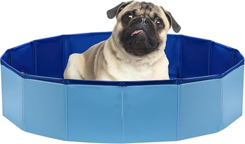 Hundeplanschbecken für Kleine Hunde, Faltbarer, 80x20 cm(Blau) | Hundepool Haustier Schwimmbecken, 1,5L, Rutschfest, Tragbar, Das Dick und Langlebig Ist, für Kleine wie Katzen, Kaninchen
